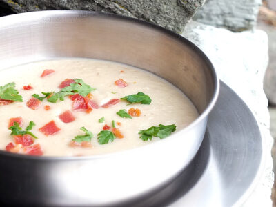 Cauliflower Bacon and Brie Soup