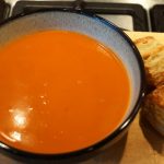 Butternut Squash Soup with Cheese Puffs by Onions & Paper