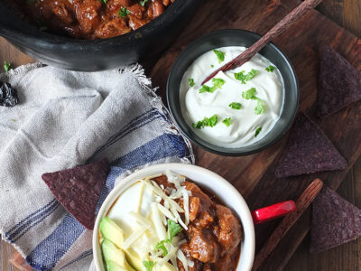Slow Cooker Lamb Chilli with Pasilla Peppers
