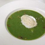 Lettuce, Pea and Caramelised Bacon Soup
