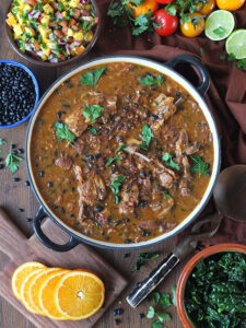 Lamb feijoada with mango salsa