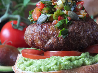 Chilean-Inspired Lamb Burger with Pebre Chilean Chilli Salsa and Marraqueta Bread Rolls