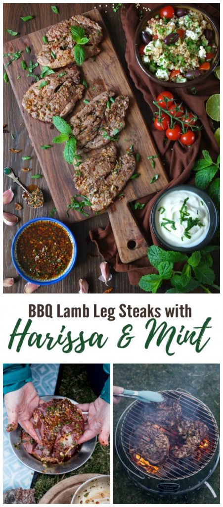 BBQ Lamb Leg Steak with Harissa and Mint 