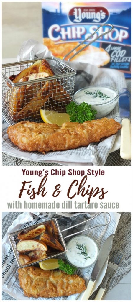 Young's Chip Shop Cod with Potato Wedges & Dill Tartare Sauce