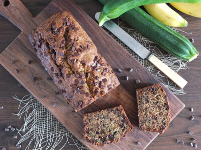 Dark Chocolate Chunk Banana Zucchini/Courgette Bread