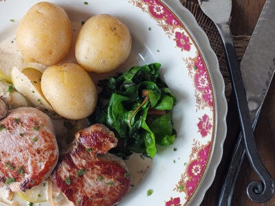 Pan-Seared Pork Tenderloin Medallions with Apples & Fried Sage