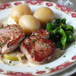 Pan-Seared Pork Tenderloin Medallions with Apples & Fried Sage