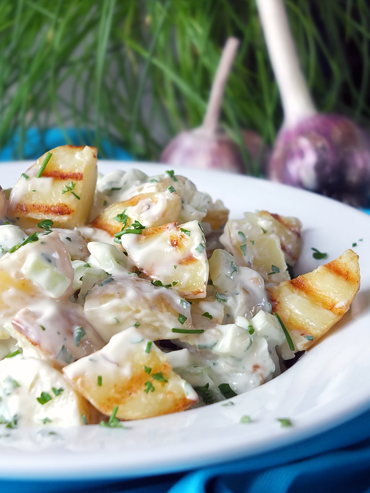 Roasted Garlic and Grilled New Potato Salad