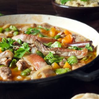 Slow Cooked Lamb Casserole with Broad Beans and Apricots