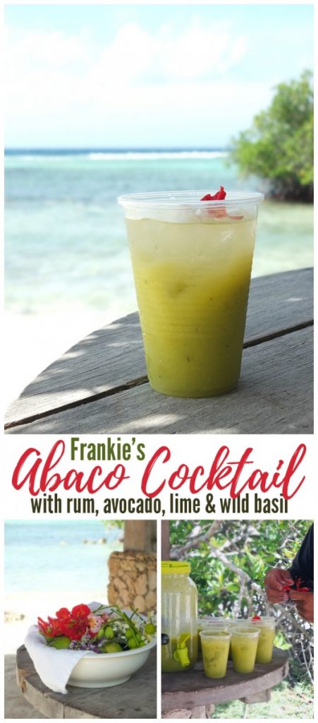 Frankie's Abaco Cocktail with rum, avocado, lime and wild basil