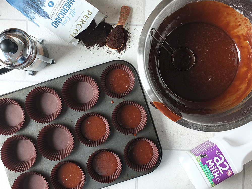 Chocolate and Coffee Cupcakes with Swirl Frosting Preparation