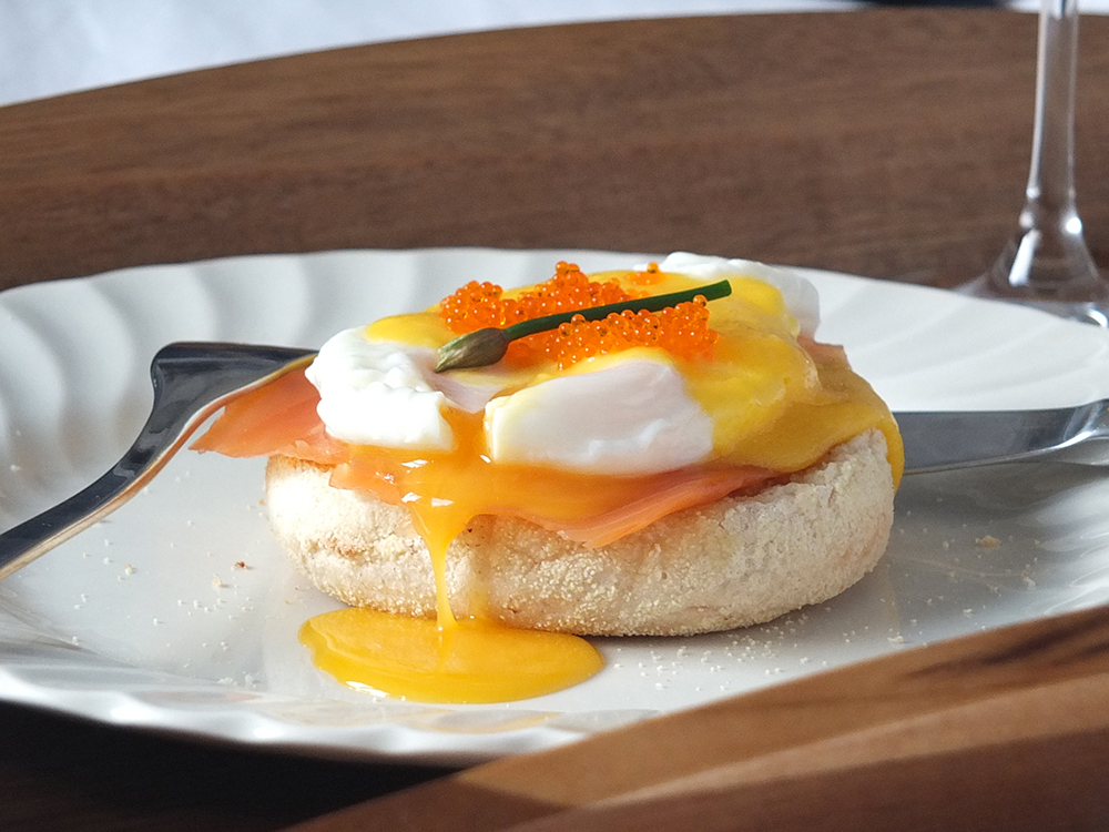 Luxury Breakfast in Bed Eggs Benedict with Smoked Salmon 