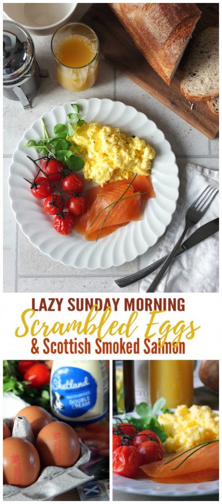 Sunday Morning Scrambled Eggs with Smoked Scottish Salmon and Roasted Tomatoes