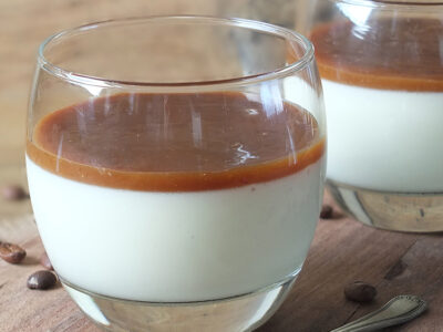 Vanilla Panna Cotta with Coffee Caramel Sauce