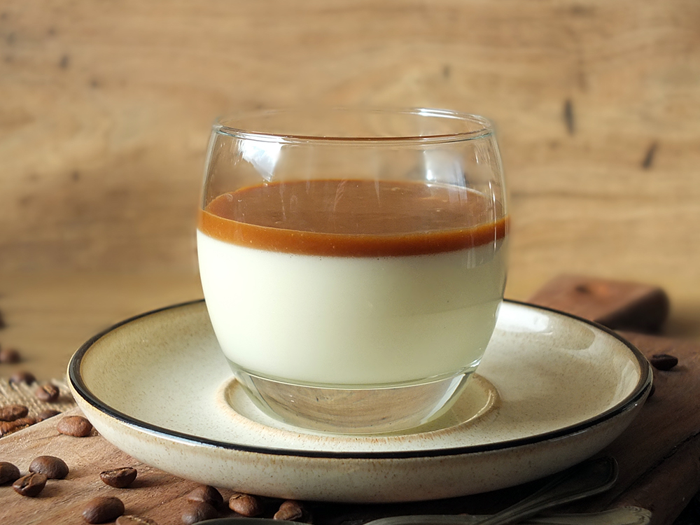 Vanilla Panna Cotta with Coffee Caramel Sauce