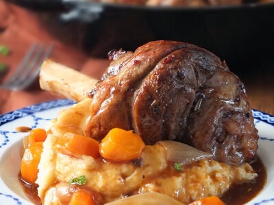 Slow Cooked Lamb Shanks with Vegetables and Gravy