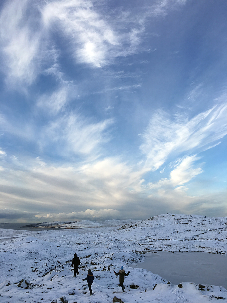 Winter in Shetland, hillwalking in Gonfirth