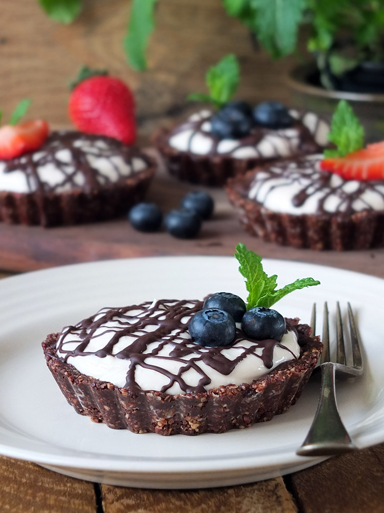 No Bake Chocolate Nut Tarts with Icelandic Skyr