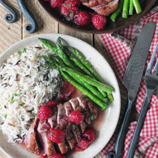 Pan-seared Duck Breast with Raspberry Port Sauce