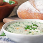 Creamy Potato & Chervil Soup with a Poached Egg