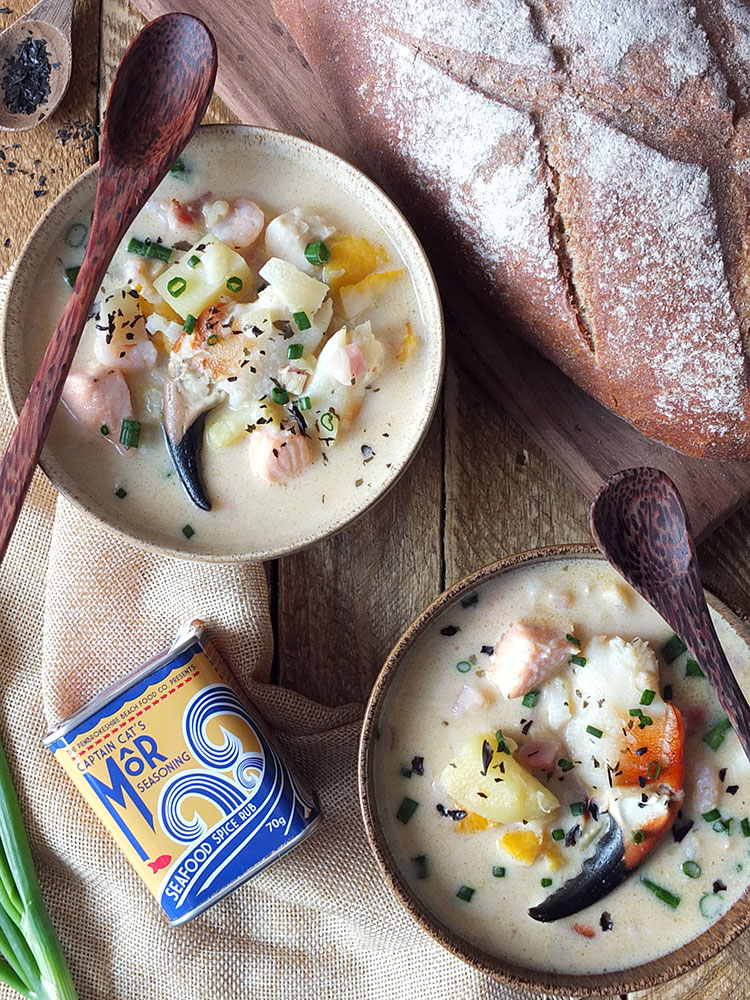 Creamy Seafood Chowder with Captain Cat's Mor Seasoning