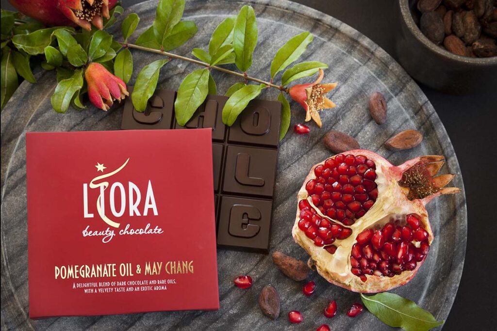 Liora Pomegranate oil and may chang beauty chocolate