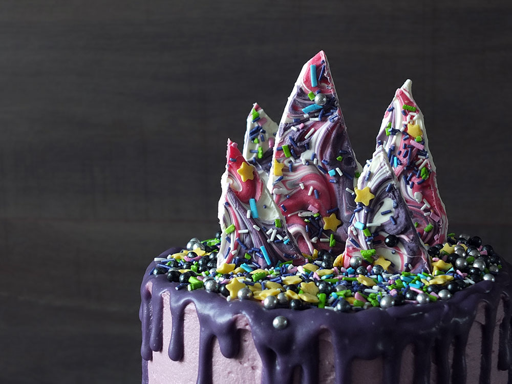 'Midnight Magic' 3-Layer Unicorn Candy Bark Birthday Cake