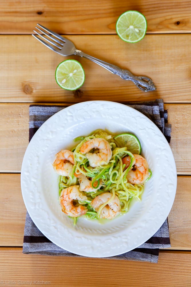 SKINNY SHRIMP SCAMPI WITH ZUCCHINI NOODLES from Little Sunny Kitchen