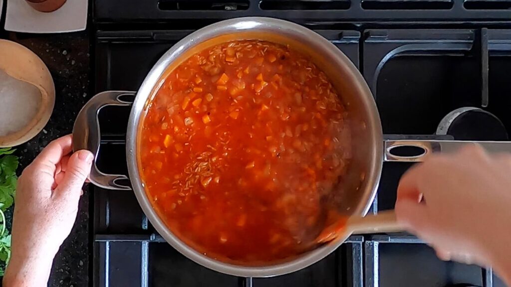 Image of pan with passata added.