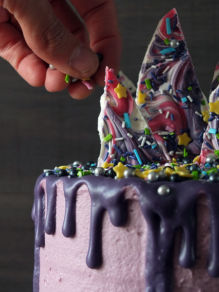 'Midnight Magic' 3-Layer Unicorn Candy Bark Birthday Cake