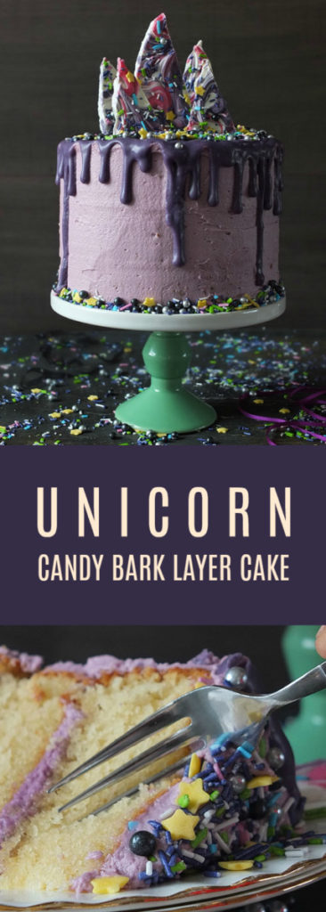 Midnight Magic Unicorn Cake with Candy Bark