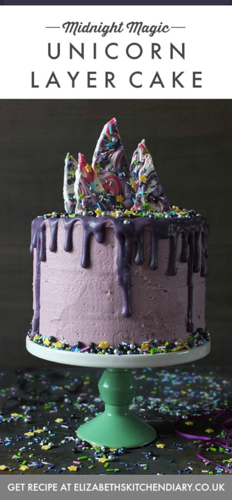 Midnight Magic Unicorn Cake with Candy Bark