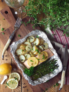 BBQ Salmon Parcels with Cornish New Potatoes