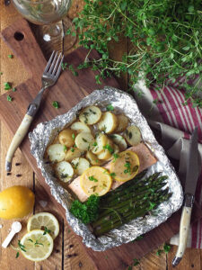 BBQ Salmon Parcels with Cornish New Potatoes