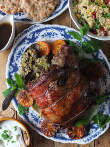 Roast Boneless Shoulder of Lamb with Pistachio & Orange Stuffing