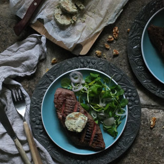 Grilled Steak with Saint Agur and Walnut Butter