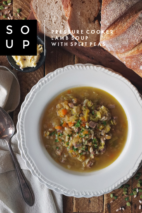 Leftover Lamb Soup with Split Green Peas and Pearled Spelt #lunchrecipe #soup #pressurecooker #leftovers #lamb