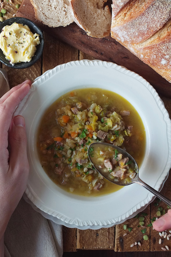 Leftover Roast Lamb Soup with Split Peas & Spelt | Elizabeth's Kitchen ...