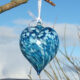 Bath Aqua Glass Heart Bauble