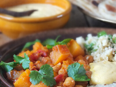 Slow Cooker Harissa Butternut Stew #slowcooker #crockpot #vegetarian