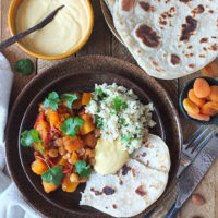 Slow Cooker Harissa Butternut Stew #slowcooker #crockpot #vegetarian