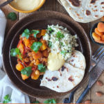 Slow Cooker Harissa Butternut Stew #slowcooker #crockpot #vegetarian