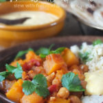 Slow Cooker Harissa Butternut Stew #slowcooker #crockpot #vegetarian