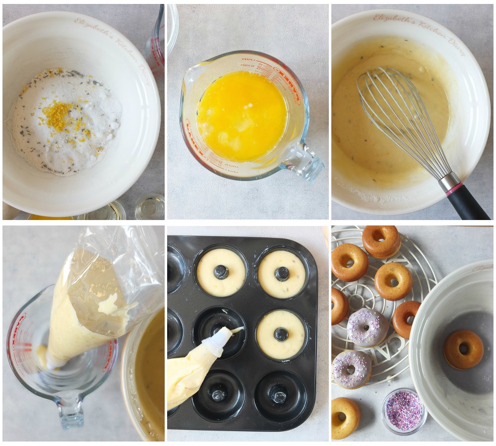 How to make baked doughnuts step by step instruction collage photo