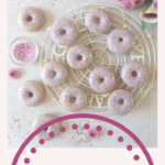 In this easy recipe, lemon zest, lemon extract and lavender flowers are combined to make a delicious, fluffy, moist, perfectly baked doughnut with a lavender icing sugar glaze. #doughnuts #bakeddoughnuts #lavender #lemondoughnut #lemondonut #bakeddonut