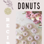 In this easy recipe, lemon zest, lemon extract and lavender flowers are combined to make a delicious, fluffy, moist, perfectly baked doughnut with a lavender icing sugar glaze. #doughnuts #bakeddoughnuts #lavender #lemondoughnut #lemondonut #bakeddonut