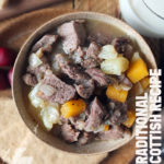 Scottish stovies are the ultimate in Scottish comfort food. Made with the leftovers from Sunday night's roast dinner, it's a super easy Monday meal to make. Serve with oatcakes and sliced beetroot for a true taste of Scotland.  #Scottishfood #lamb #stovies