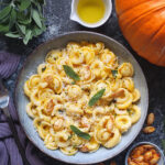 Creamy Pumpkin Pasta with Fried Sage and Chilli Pumpkin Seeds