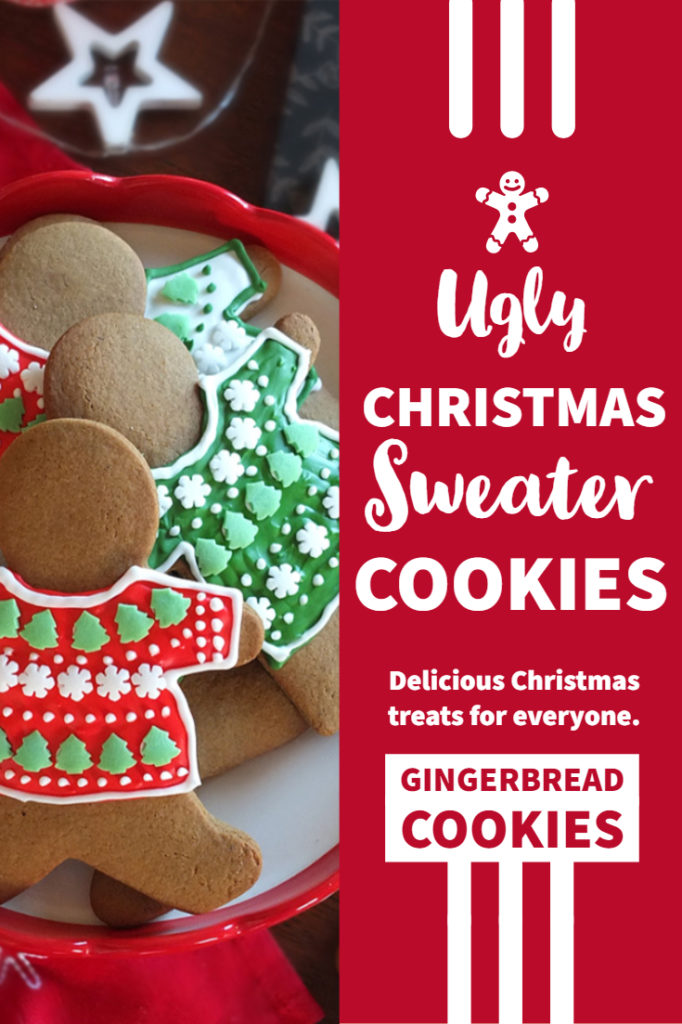 Ugly Christmas Sweater Gingerbread Cookies image - gingerbread men biscuits with decorated icing and sprinkles