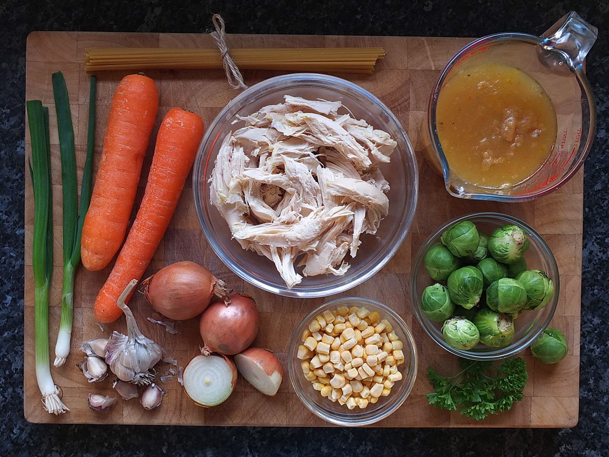 Ingredients for chicken noodle soup image